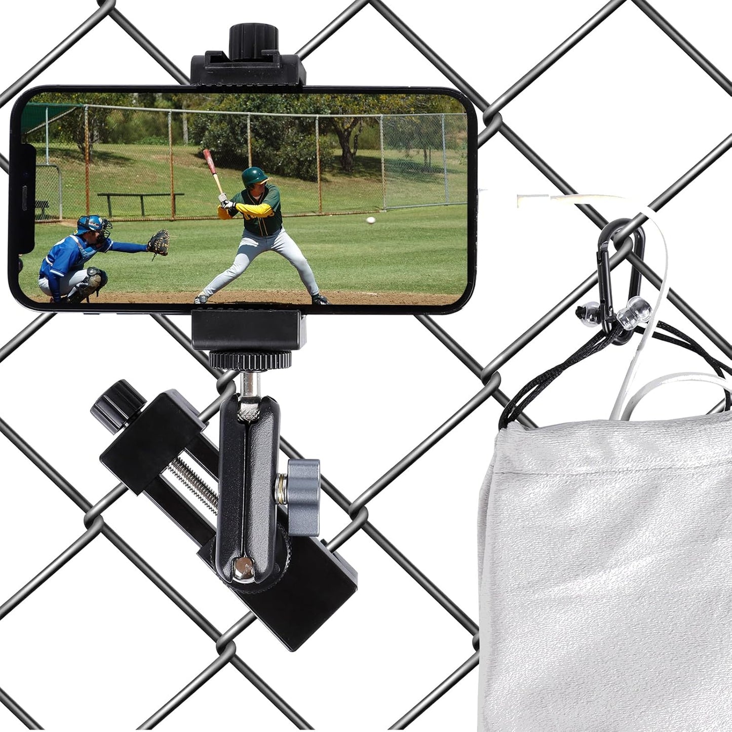FPN Insta360, Cell Phone Fence Mount for iPhone, GoPro, and Other Action Cameras, Mevo Start for Baseball Softball
