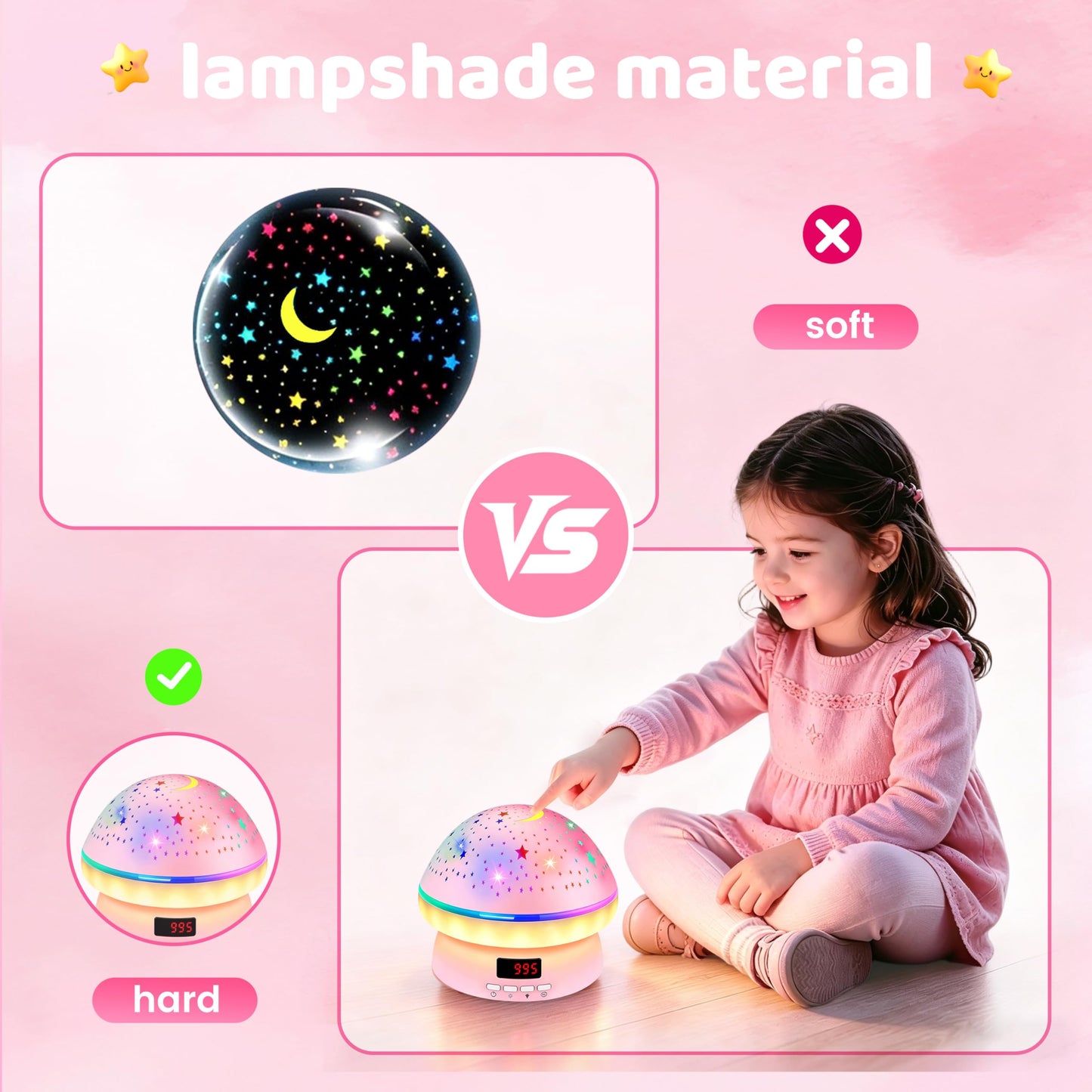 MINGKIDS Toys for 3-8 Year Old Girls Boys,Star Night Light Projector with Hard Projection Cover, Timer&Rotation,2-9 Year Olds Kids Chritsmas Birthday Gifts
