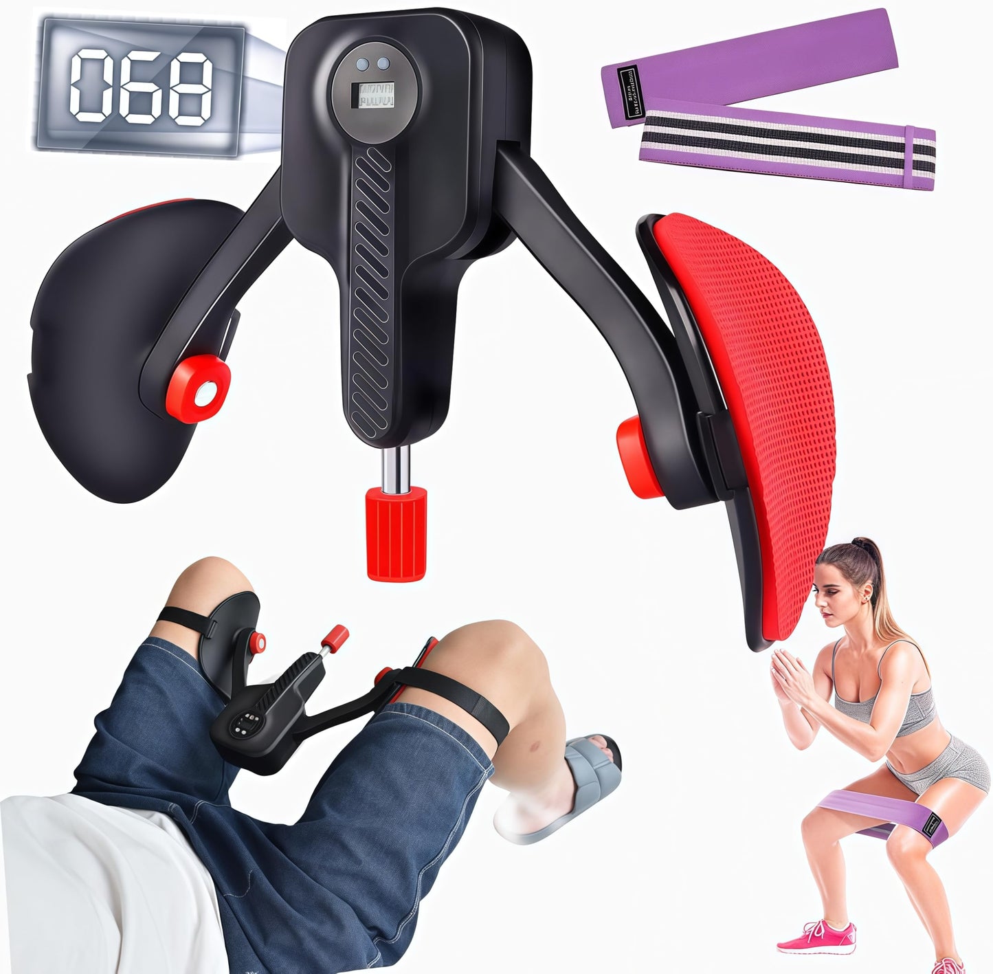 FJFQXY Thigh Trainer Kegel Exercise Adjustable Resistance 0-110 lbs Kegel Exerciser Pelvic Floor Muscle , Pelvic Floor Exercise Devices Trainer with Leg Straps,Inner Thigh Exerciser for Women Men