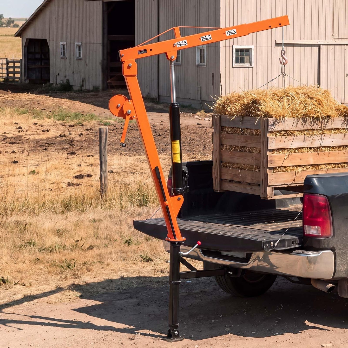 VEVOR Truck Crane, 500 lbs Pickup Hitch Crane Trailer Hitch Mounted with Manual Winch & Hydraulic Jack, 360° Rotating Telescopic Boom, Foldable Truck Bed Jib Hoist for Machine Lumber Equipment Lifting