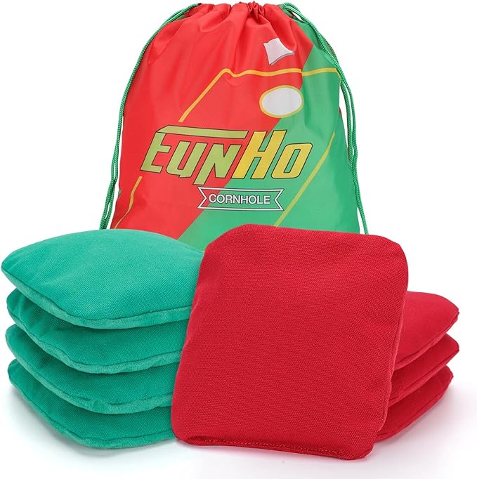 EunHo Dual Sided Cornhole Bags Regulation Set of 8 Professional Cornhole Bean Bags Slick and Stick for Tossing Game-All Weather