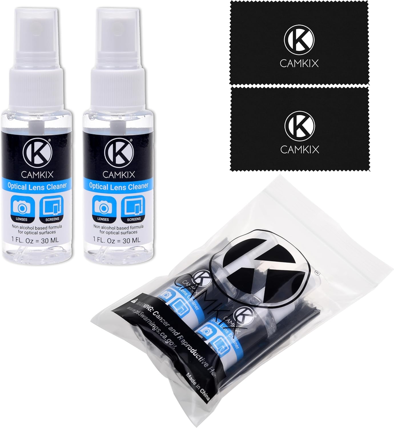 CamKix 2X 2X Lens and Screen Cleaning Kit - Cleaning Spray Microfiber Cloth - Perfect to Clean The Lens of Your DSLR