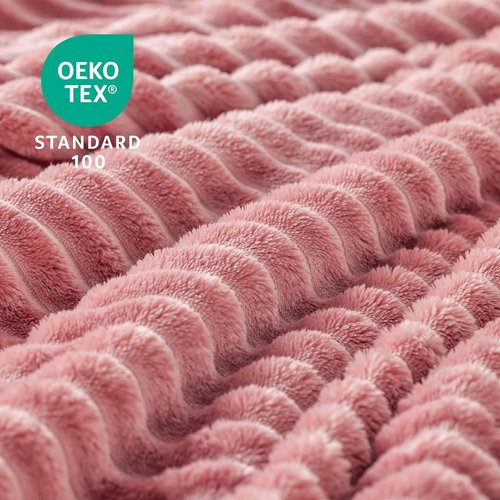 BEDELITE Fleece Throw Blanket - Soft & Warm 3D Ribbed Jacquard Design | Cozy Pink Plush 50x60 Inches
