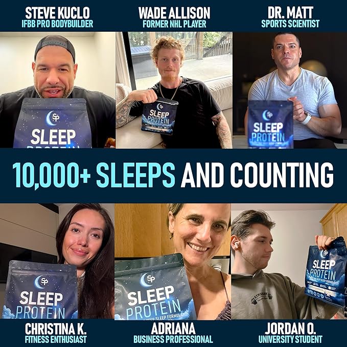SleepProtein??The First High Protein Magnesium Sleep Aid Calm Drink, Melatonin-Free, Natural, Non-Habit Forming Sleep Ingredients + GLP-1 Nighttime Protein for Sleep + Muscle