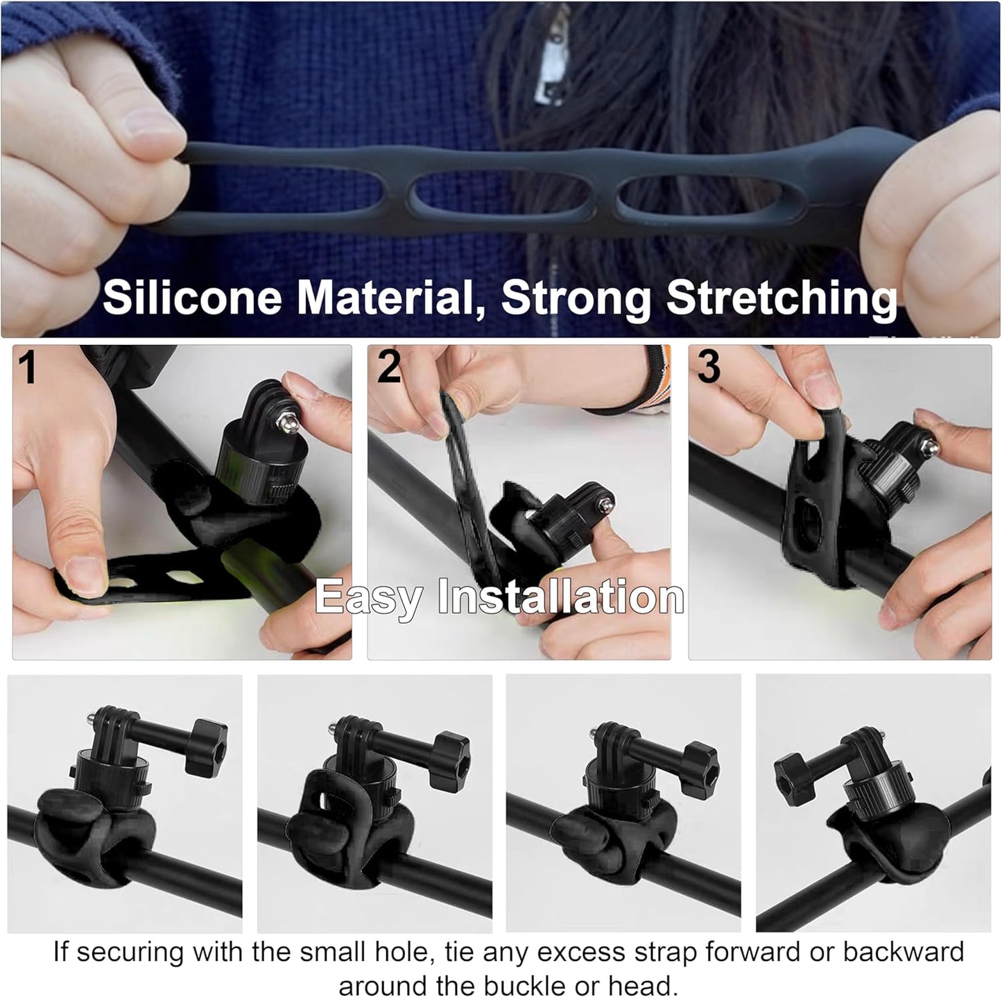 MINIFOCUS 360 GoPro/Insta360/DJI/Xtra Quick Release Flexible Camera Mount Wrap Band, Flexi Strap Mount, Bike Motorcycle