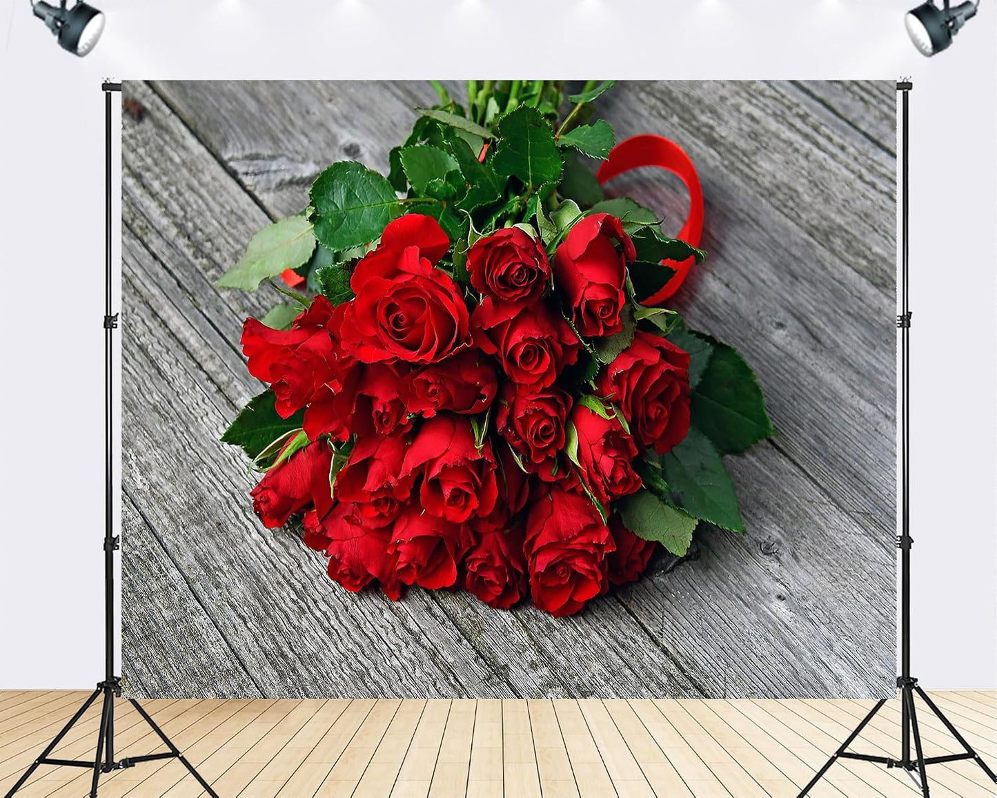 TryKid 8x8ft Romantic Red Rose Bouquet Backdrop Fresh Flower Gift Photography Background Valentine Day Wedding Party