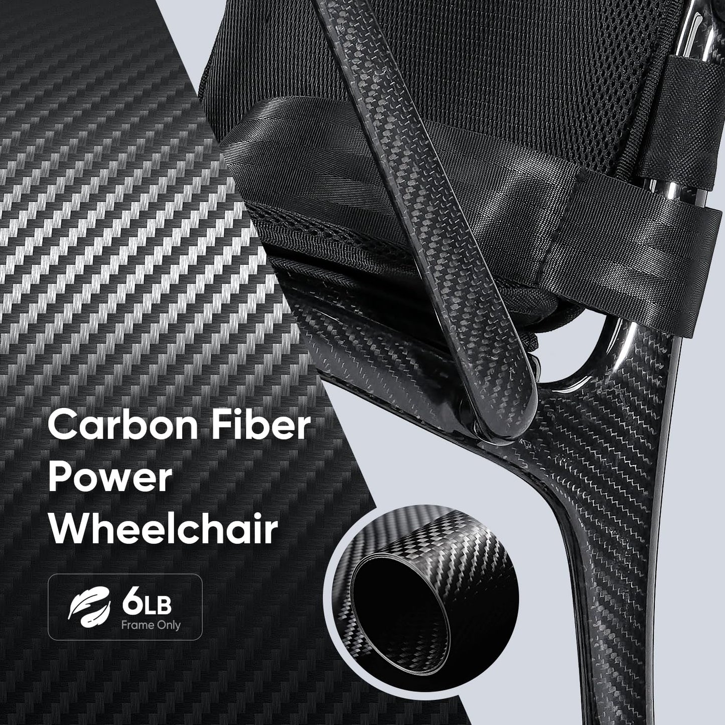 25.5lbs Carbon Fiber Electric Wheelchair for Adults, Lightweight Foldable Power Wheelchair with Dual Batteries, Portable Motorized Travel Wheelchairs, Airline Approved, Black