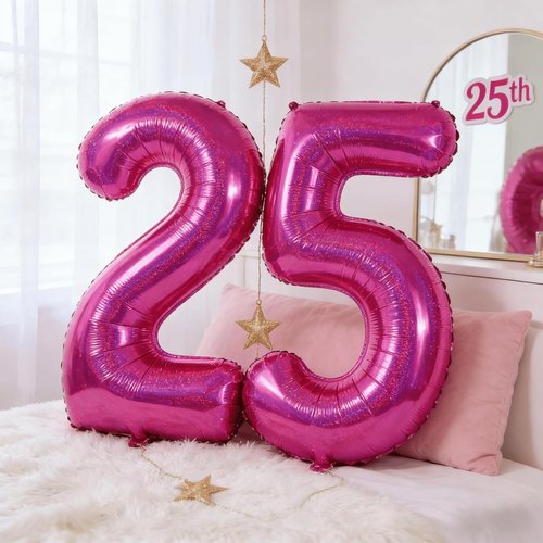 Laser Hot Pink Number Balloon - 40 Inch 0 Number Balloons for Birthday Decorations | Party Supplies for Women