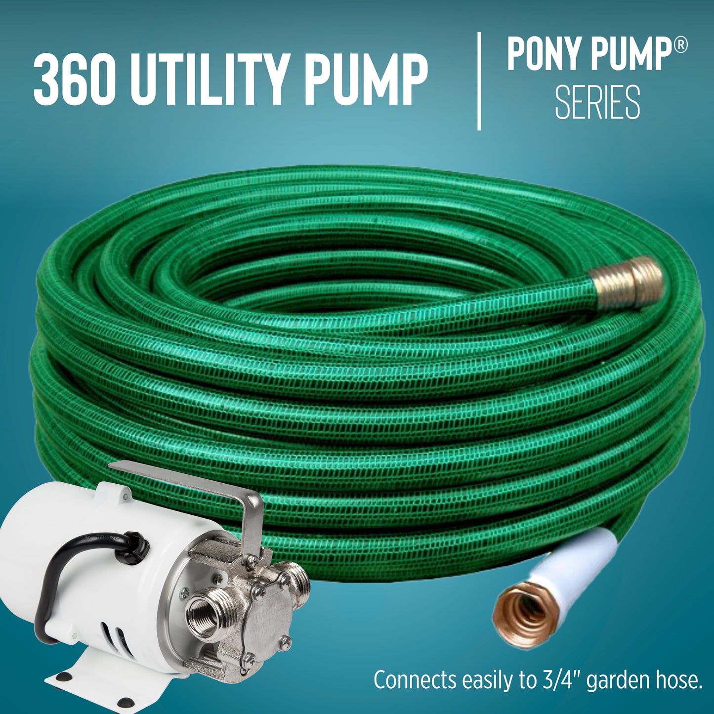 Little Giant 360 115V, 360 GPH, 1/10 HP, Plated Brass Non-Submersible Multi-Purpose Utility Water Transfer Pony Pump with 6-Ft. Cord, White, 555112