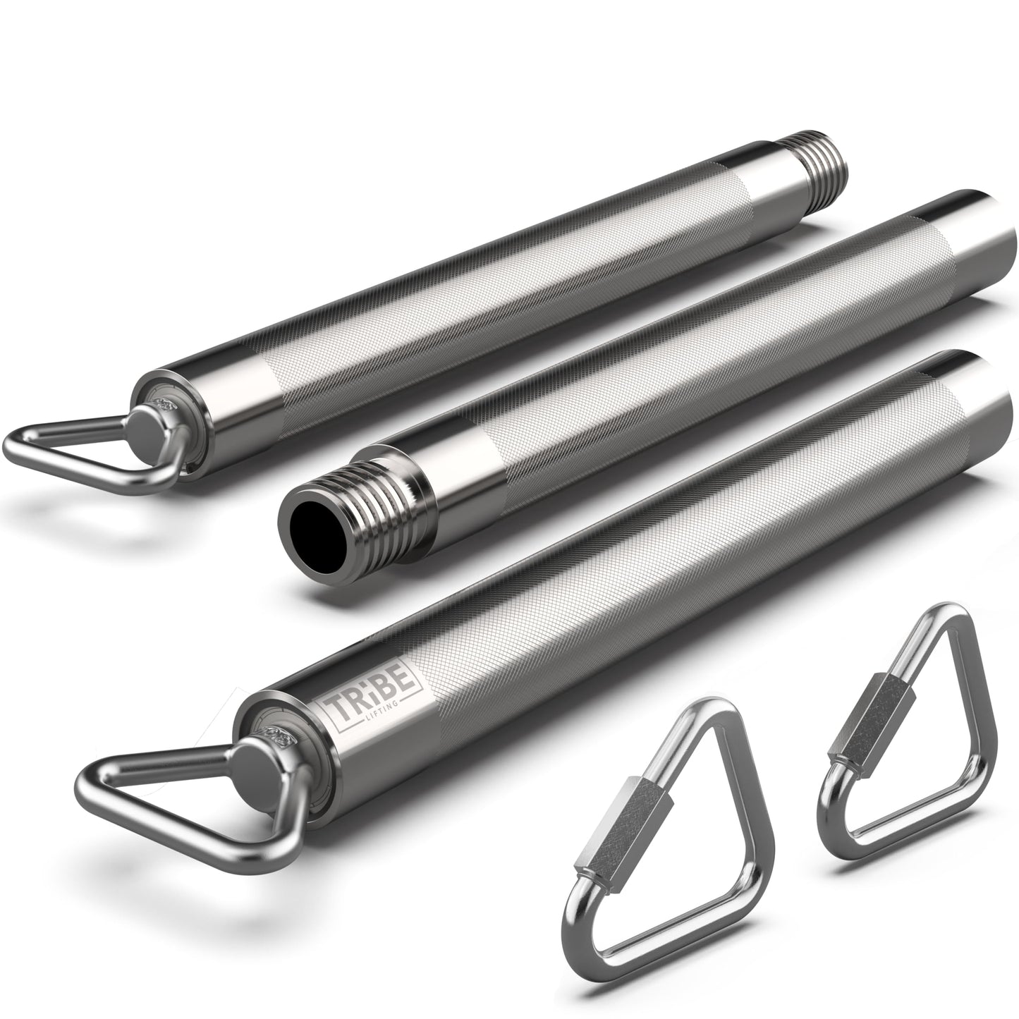 Tribe Lifting Resistance Band Bar - Heavy Duty Steel Bar for Resistance Bands - Resistance Bands Bar 3-Section Adjustable 39 to 27 Inch - Ball Bearing Swivel - Portable Home Gym Workout
