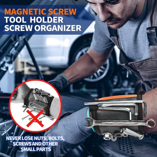 Magnetic Wristband - 2PCS Screw Holder with 15 Strong Magnets & Pockets | Perfect Gift for Men & Women