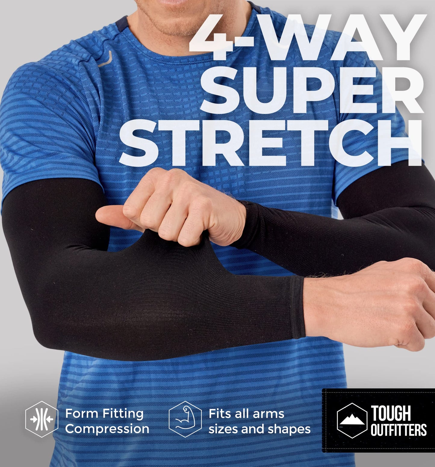 Tough Outdoors UV Arm Sleeves for Men Women - Sun Protection Sleeves - Compression Golf Baseball Cooling Tattoo Arm Sleeve