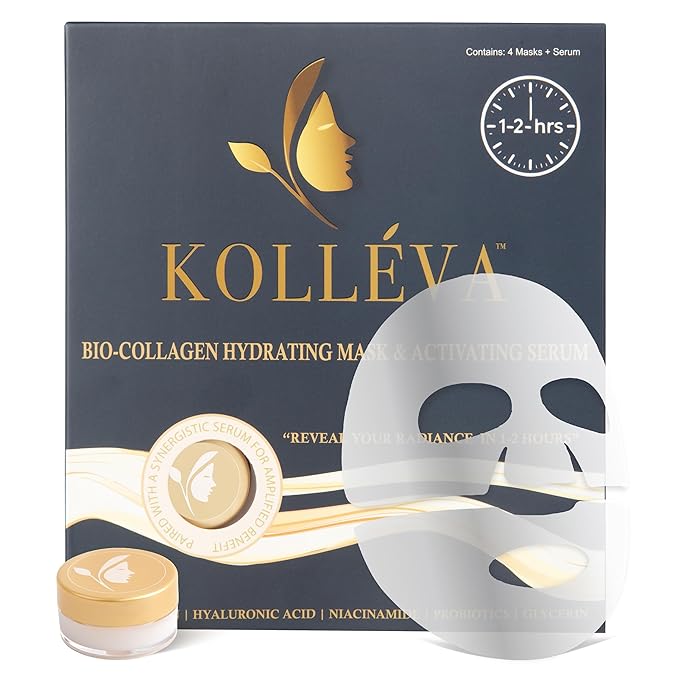 Kolléva Collagen Hydrogel Masks ?“Instant 2-Hour Glow | 4 Clinical Level Masks | U.S. Skincare Innovation