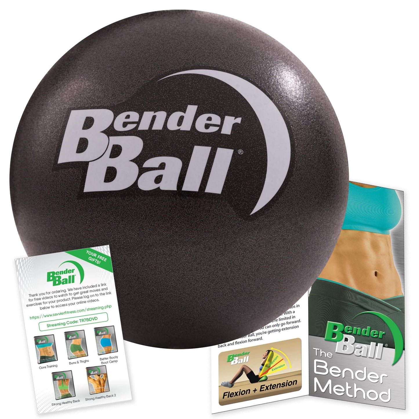 The Original 9 inch Pilates Ball - Black - Exercise Ball for Abs, Core & Back - Workout Ball for Home Gym and Fitness Routines - Easy to Carry in Gym Bag or Luggage
