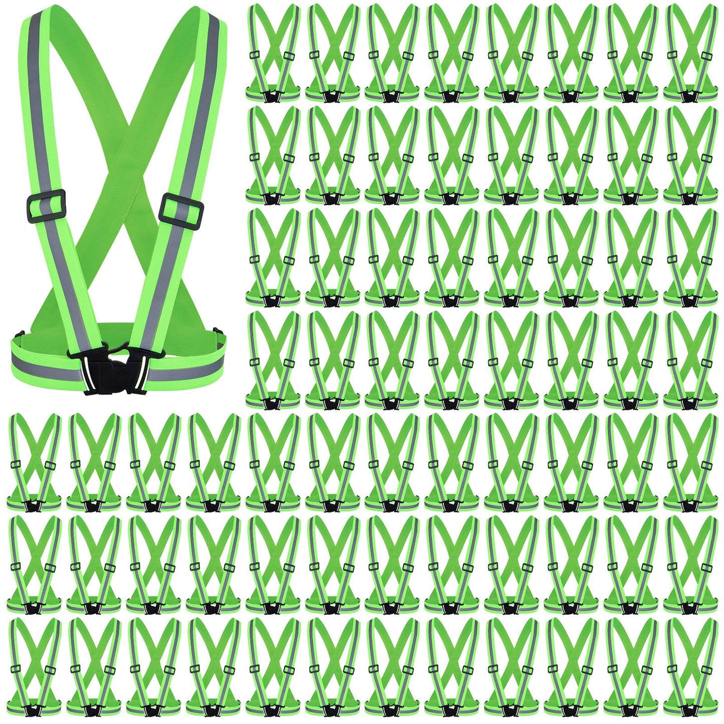 Hercicy 80 Pcs Green Reflective Vest High Visibility Safety Vest Bulk Pack Adjustable Straps for Construction Company Warehouse Traffic Control Job Site Supply (Green)