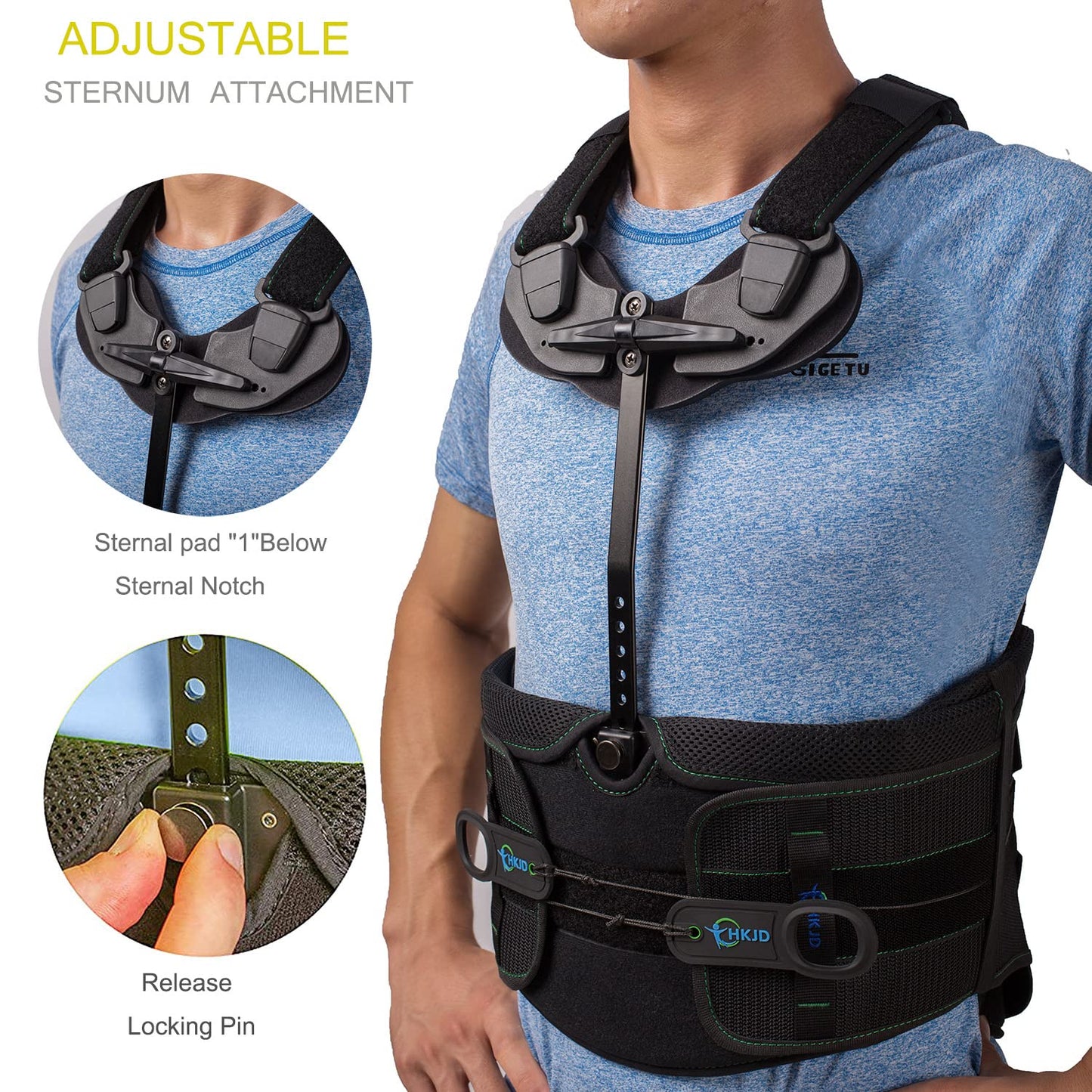 TODDOBRA TLSO Thoracic Full Back Brace for Men Women for Kyphosis, Post Op Recovery, Compression Fractures, Scoliosis, DDD, Herniated Discs, Adjustable Thoracic Lumbar Spine Support(Size M)