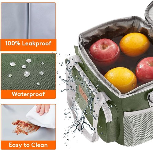 Lifewit Insulated Lunch Bag - Soft Cooler Tote for Adults | 12-Can Capacity, Gray and Green