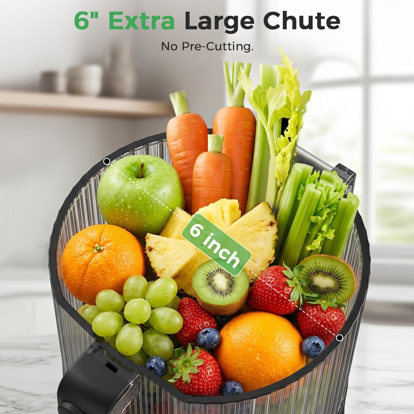 3-in-1 Cold Press Juicer, OSTBA 600W Slow Masticating Juicer with 6" Extra Large Feed Chute for Whole Fruits & Vegetables, Juicer, Nut Milk Maker & Sorbet Machine, Easy to Clean
