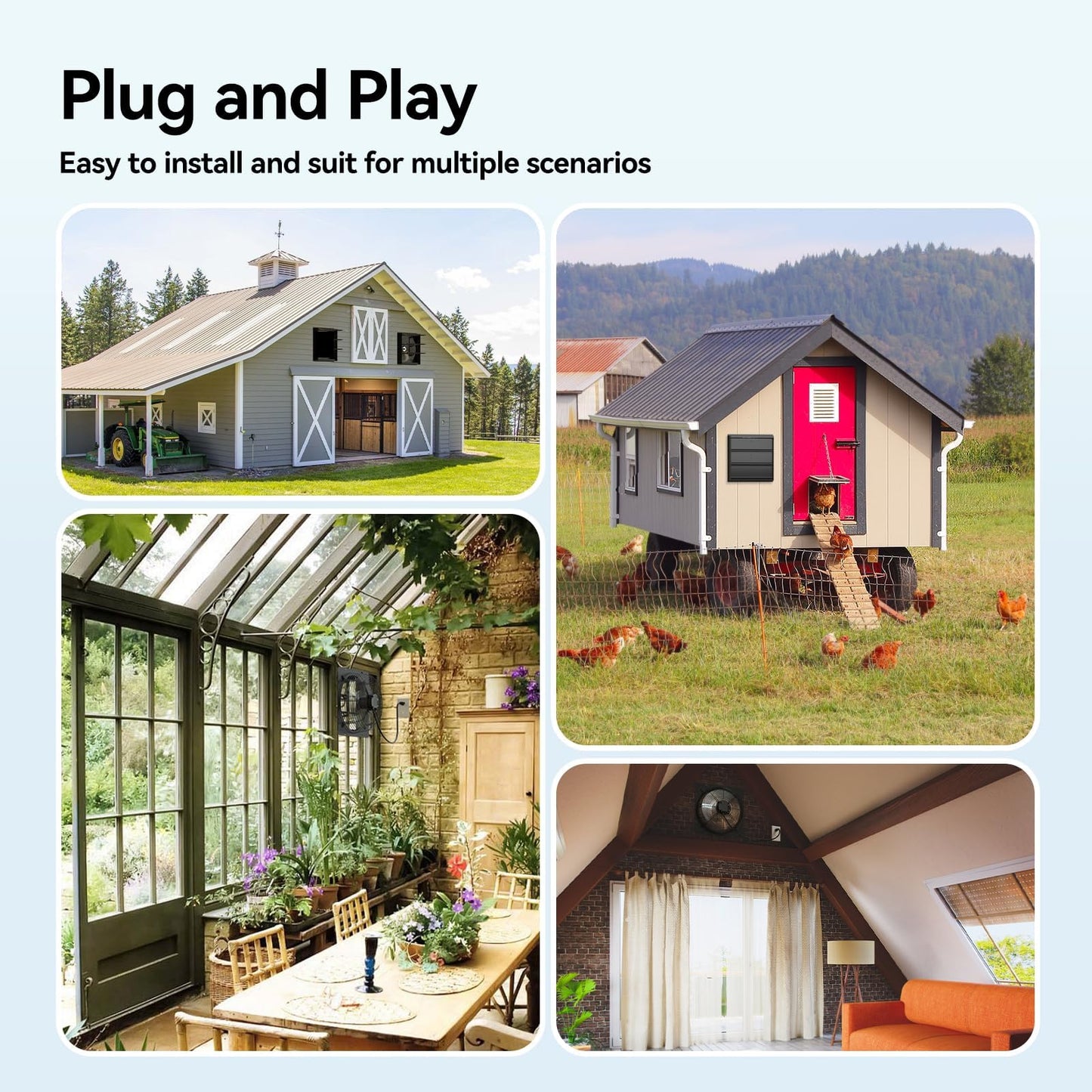 addlon 14 Inch Shutter Exhaust Fan Wall Mounted with 35W EC Motors and Remote, 1400CFM, Timer, 8 Speeds, Low Noise, Easy to Install, Plug in Ventilation Fan for Garages,Greenhouse, Attic, Chicken Coop