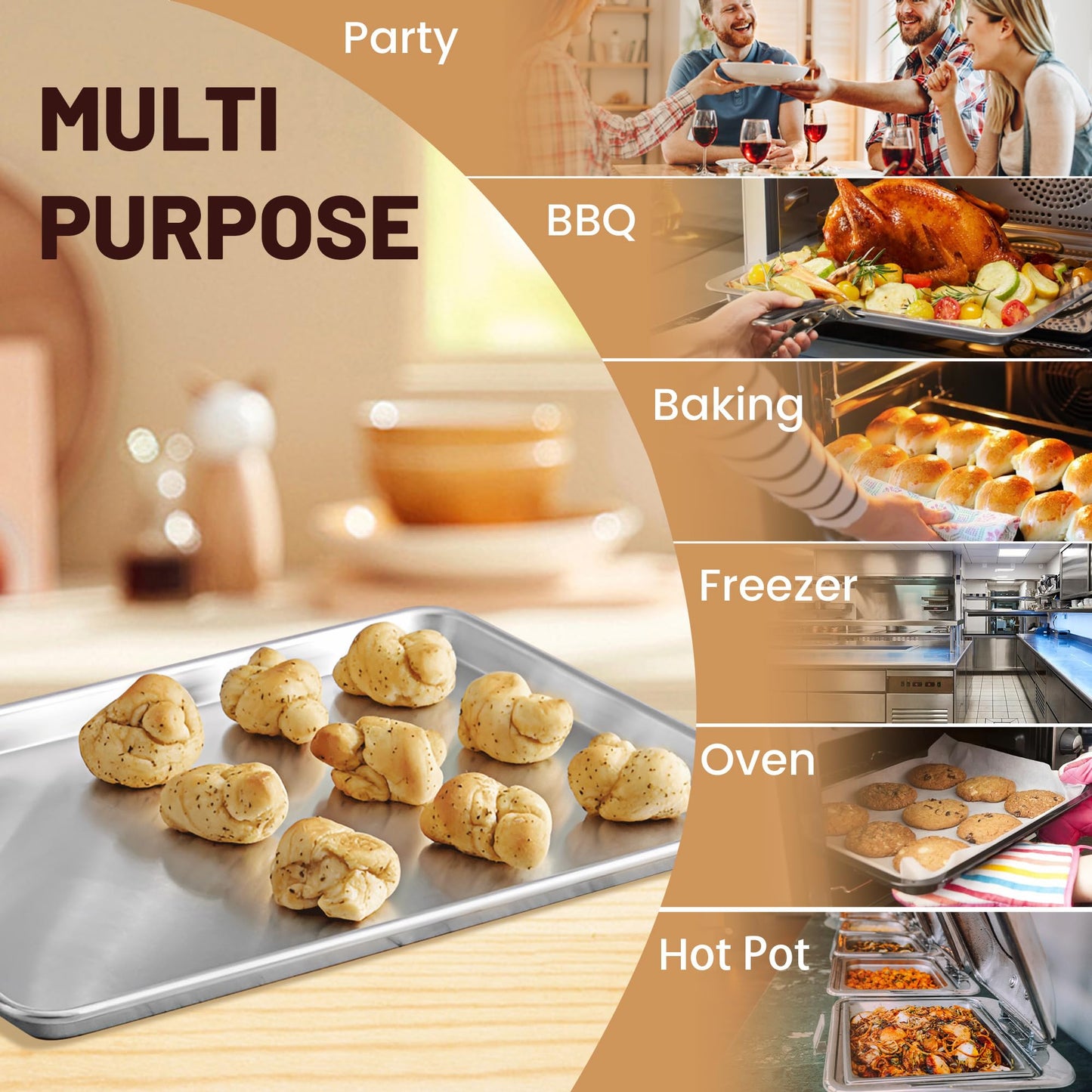 BIEAMA 12 Pack Full Size Baking Sheet Pan Aluminum Commercial Pan for Oven Freezer Bakery Hotel Restaurant 26" × 18"
