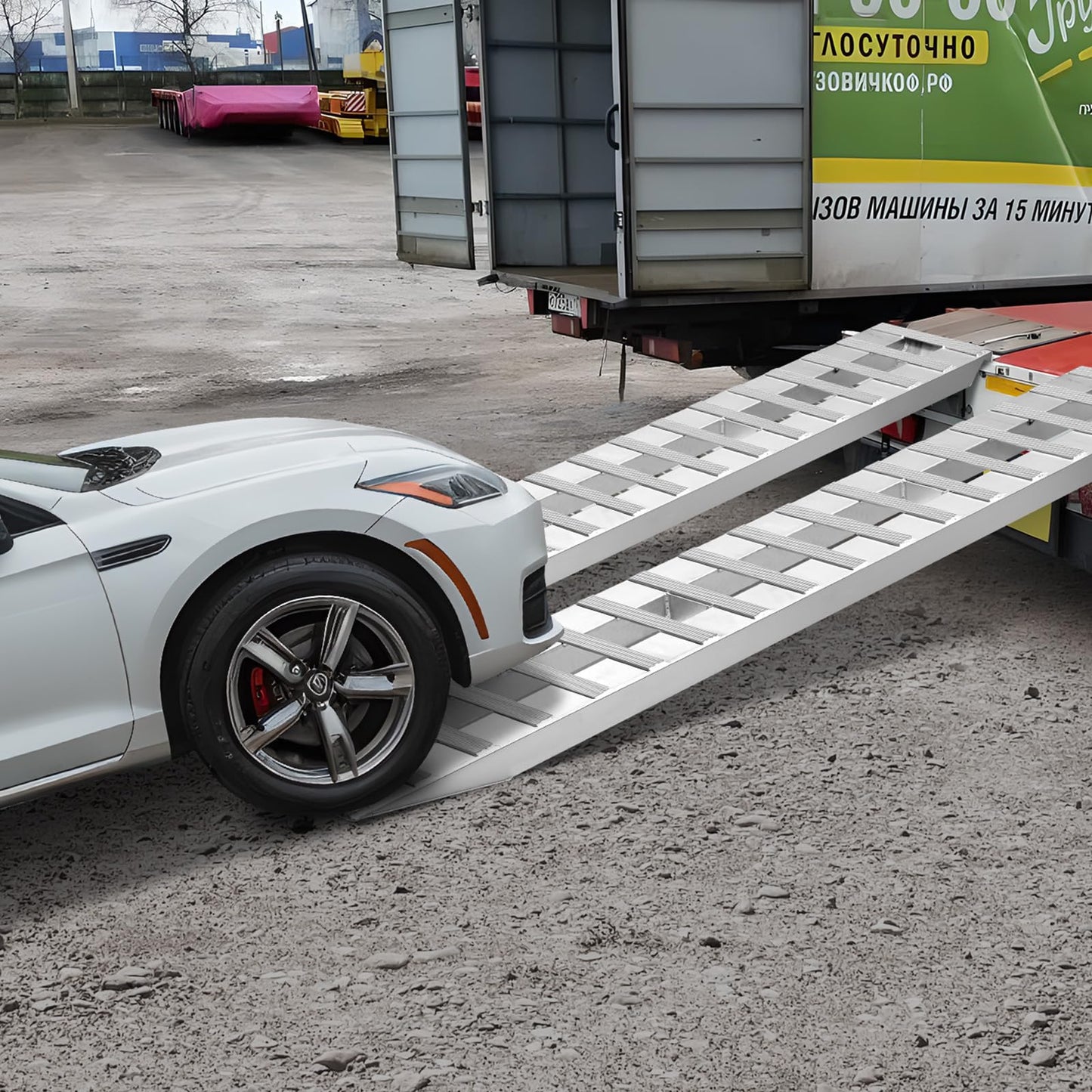 VEVOR Loading Ramps, 2 Pcs 108 x 15 in, Durable Aluminum and Heavy-Duty Trailer Ramp Set with Anti-Slip Plates, 10000 Lbs Combined Capacity, for Carts, Farm Tractors, ATVs, Lawn Mowers, Motorcycles