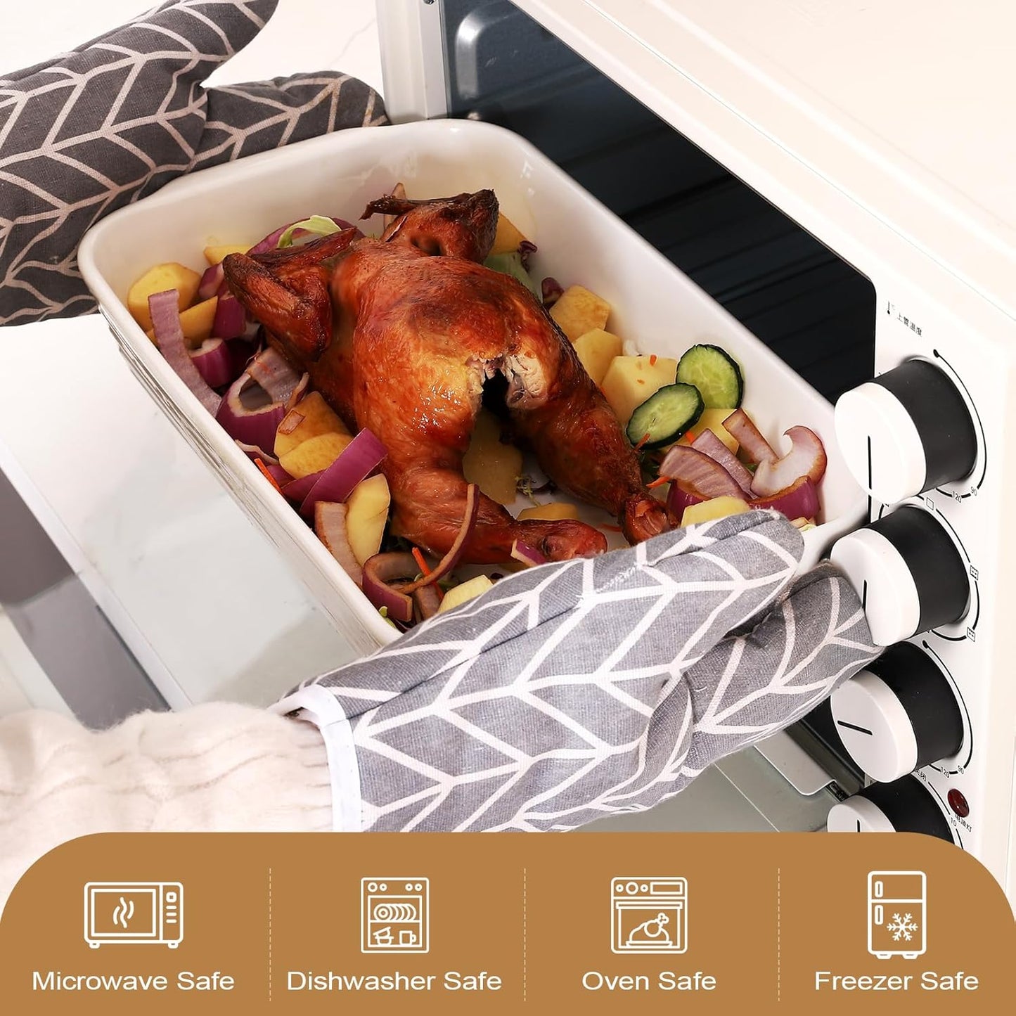 Regine Switzerland Casserole Dishes Set - 3 Ceramic Baking Pans with Handles for Oven Use