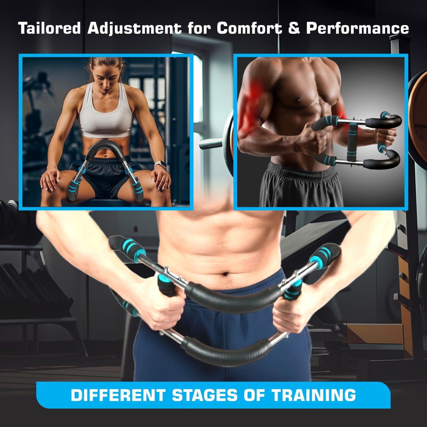 IRONFLEXON Twister Arm Trainer – Adjustable Chest Expander & Upper Body Workout Bar for Men & Women – Heavy Duty Strength Training Tool for Home Fitness, Muscle Toning & Endurance