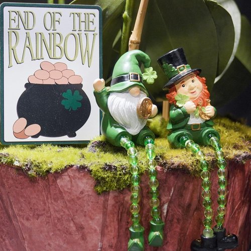 Braxio St. Patrick's Day Collectible Figurines - Set of 2 Green Gnome Shelf Sitters | Perfect Table Decor
