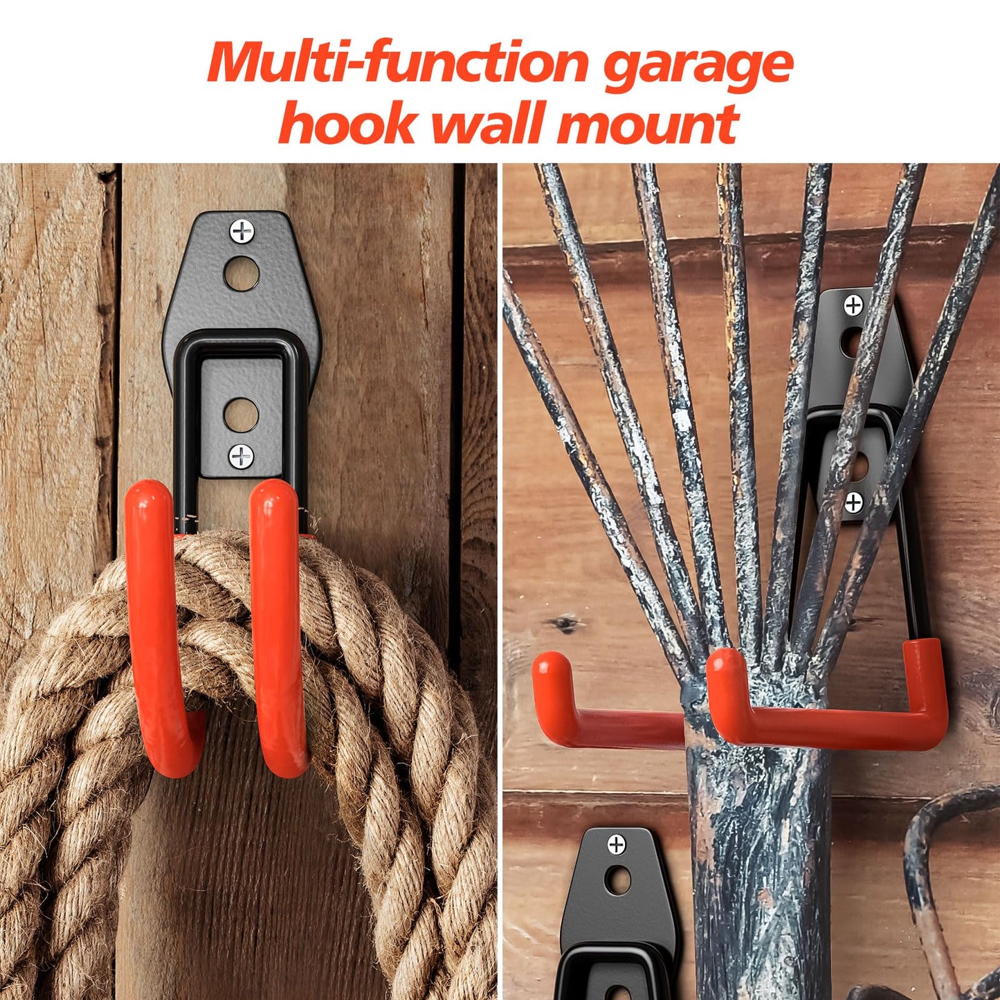 MIKRUI 30 Pack Heavy Duty Garage Hooks,Solid Steel Wall Mount Hangers,with Anti-Slip Coating,for Hanging and Organising Ladder,Bike,Ropes,Broom,Garden,Yard and Power Tools