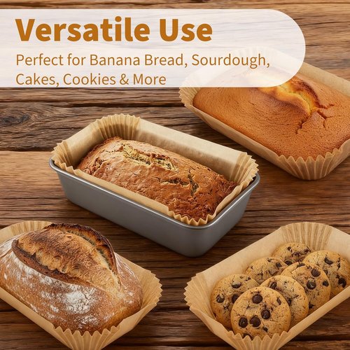Loaf Pan Liners - 100 Pcs Disposable Non-Stick Parchment Paper for 9x5 Inch Baking | Perfect for Banana Bread & Cakes