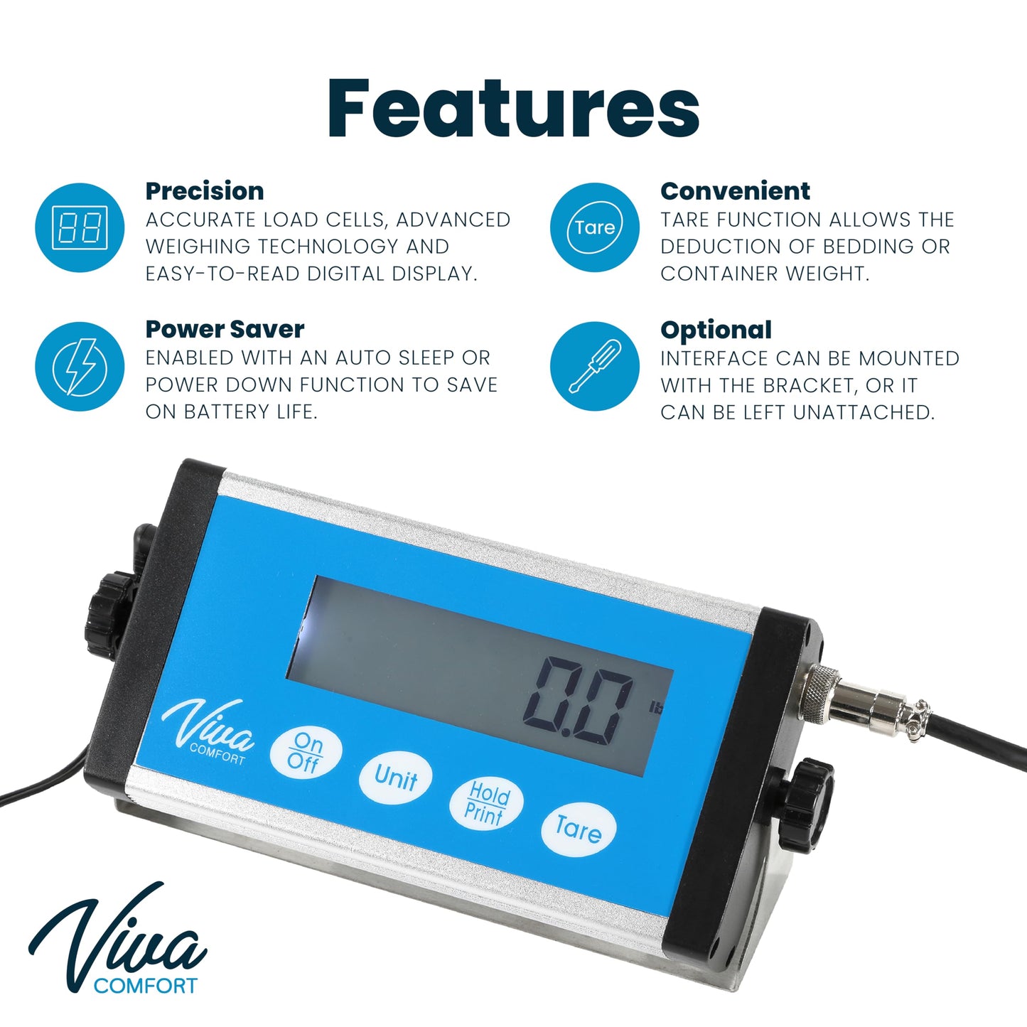 VivaComfort Veterinary and Dog Scale - Large Animal Digital Livestock Scale, 660 lbs Capacity, 44.09L x 20.47W x 1.77H