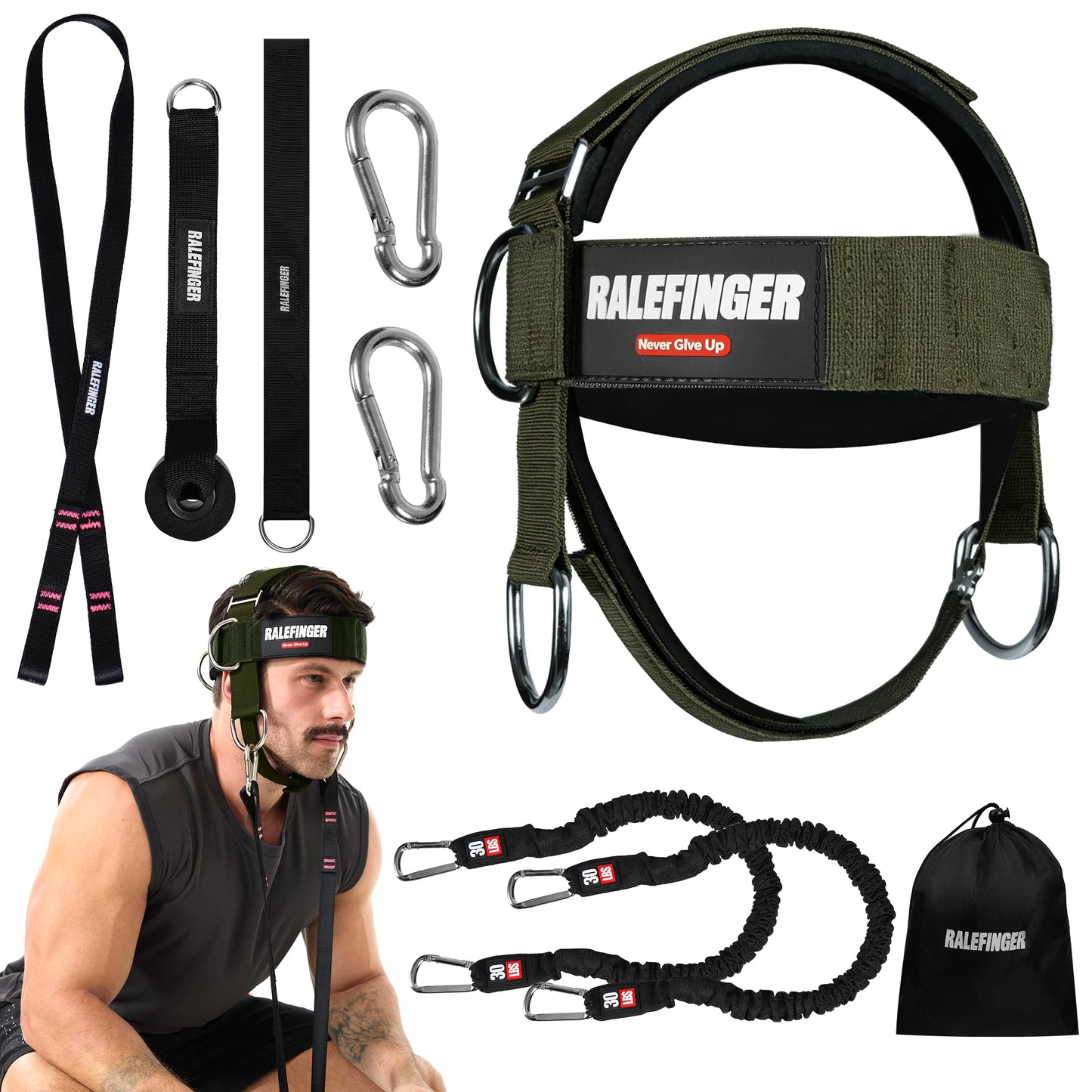 Neck Exerciser and Neck Trainer- Neck Training with 30lb Resistance Bands，Neck Strengthener Workout Equipment