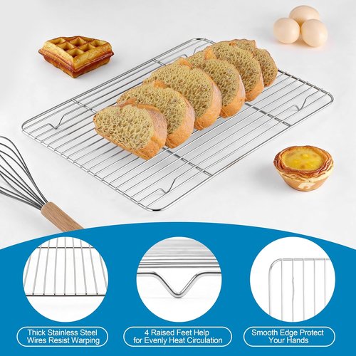 Herogo Stainless Steel Baking Sheet Set - 2 Pans & 2 Racks, 16" x 12" | Non-Toxic, Heavy Duty & Easy Clean