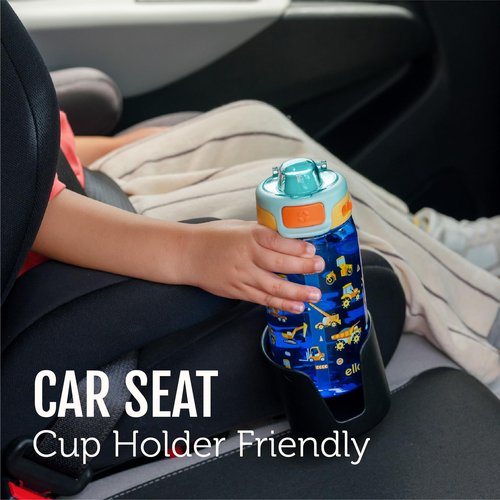 Ello Kids Pop & Fill 16oz Tritan Plastic Water Bottle with Quick Fill Technology, Leak Proof Locking Lid, Sip & Chug, BPA Free, Dishwasher Safe, For School, Lunchboxes, Royal Palace