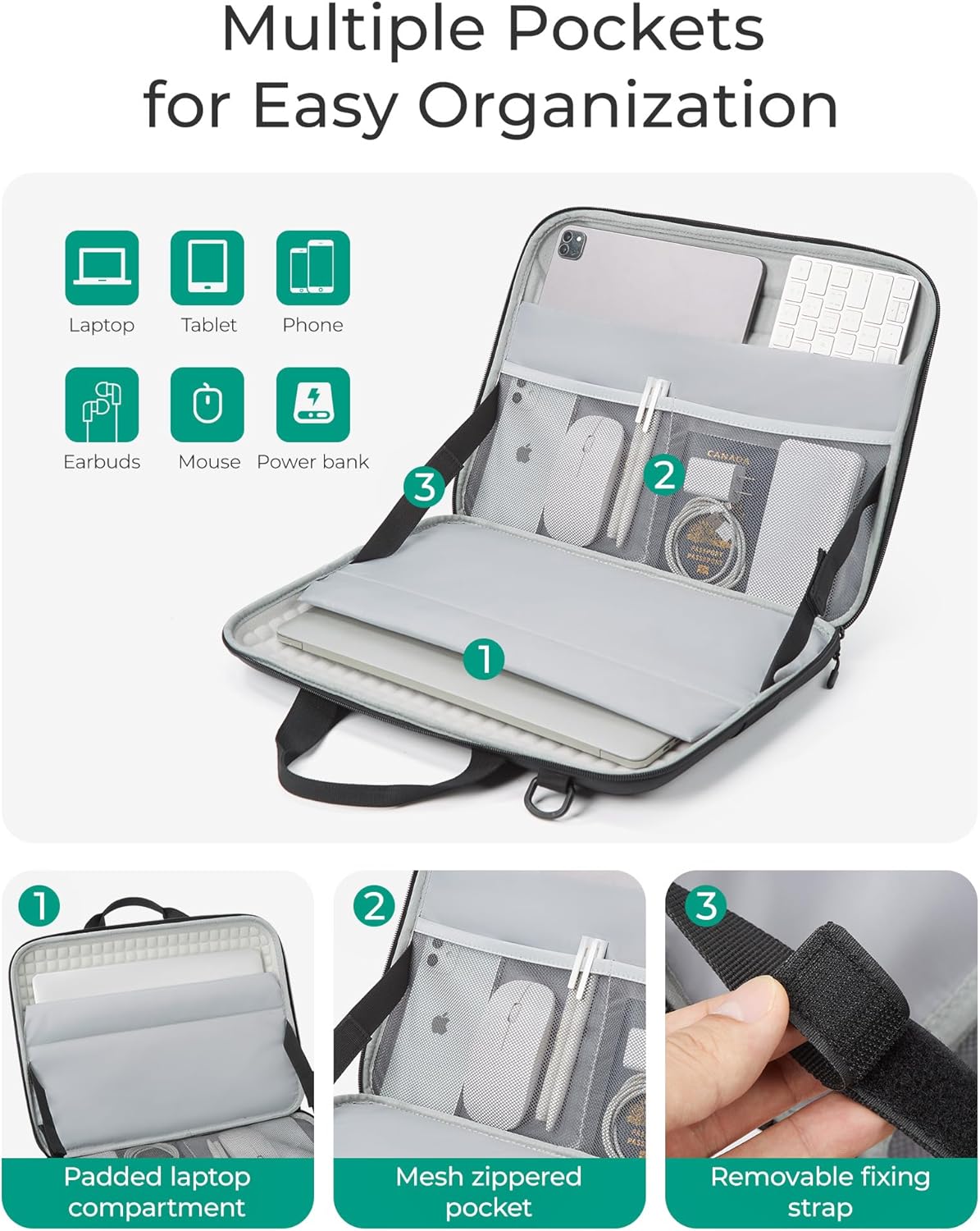 15.6-16 inch BAGSMART Laptop Computer Case with Strap,Shockproof Waterproof Laptop Bag with Sturdy Handle