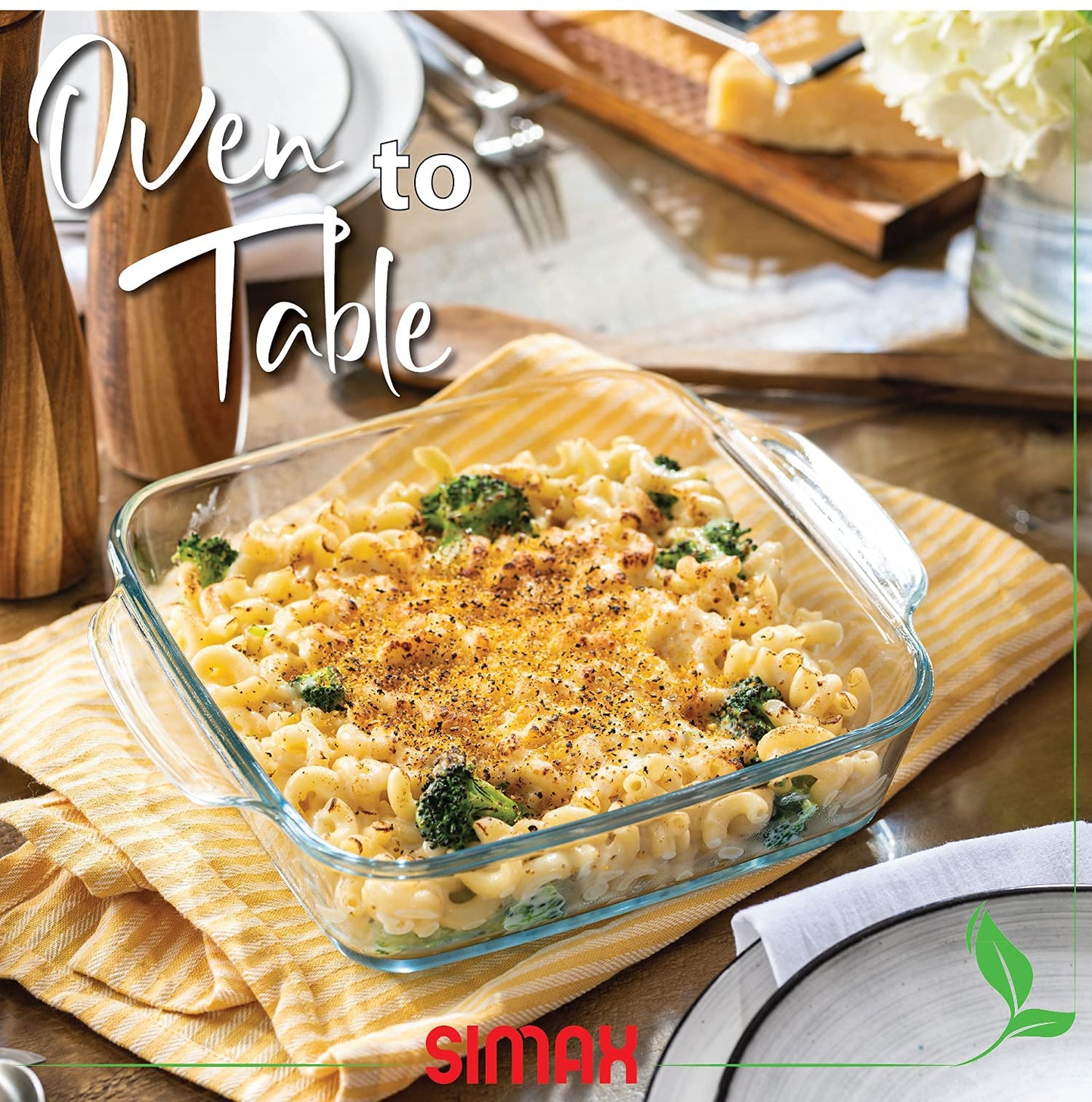 Simax Glass Roaster Dish, Large Square Roaster Pan For Baking And Cooking, Oven and Dishwasher Safe Cookware, 1.5 Quart Casserole Oven Pan