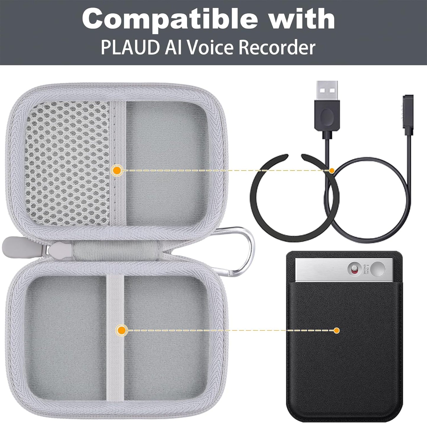 Baval Hard Carrying Travel Case for PLAUD Note/Note Pro AI Voice Recorder,Compatible with Digital Recorder and Magnetic