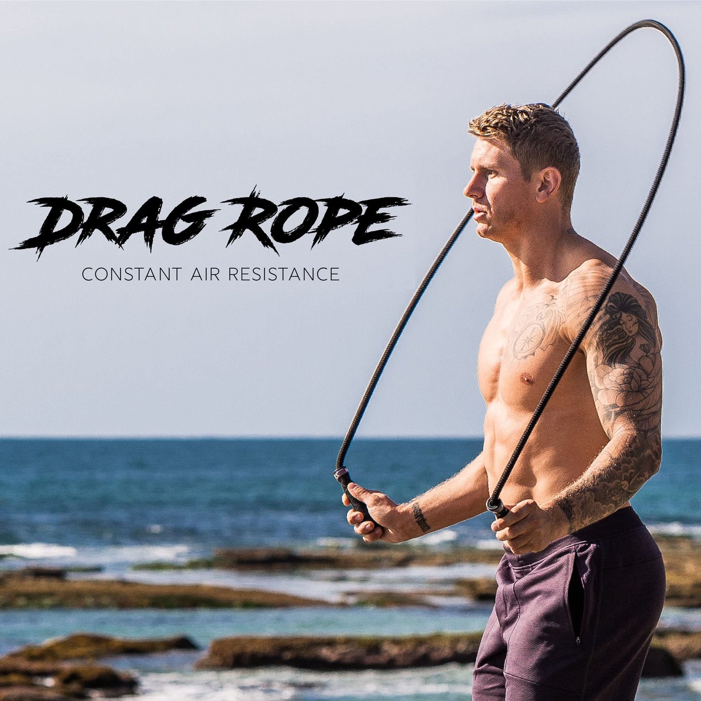 Rx Smart Gear Drag Jump Rope with Non Slip Ergonomic Handles - Weighted Polypropylene Rope for Fitness & Exercise, Cardio Workout | Speed Jumping Rope for Men & Women WOD (Black, Large)