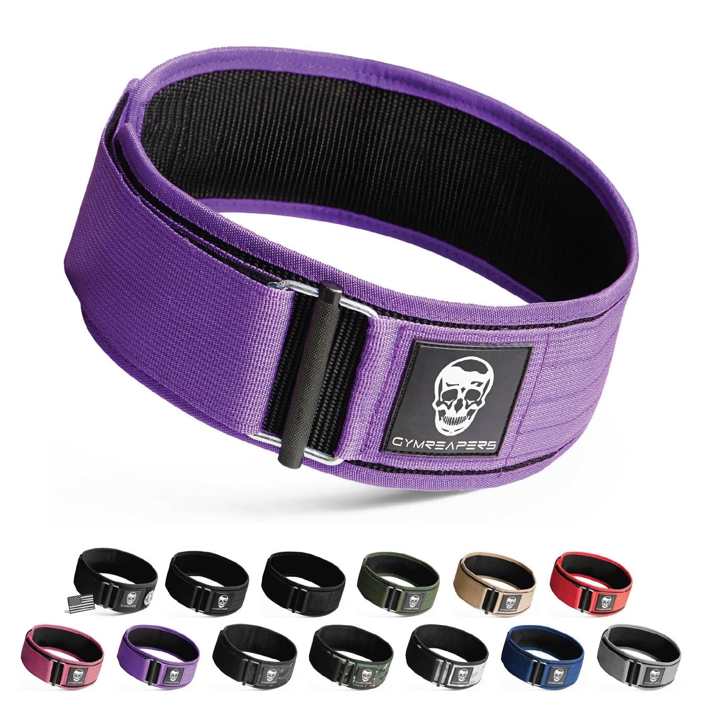 Gymreapers Quick Locking Weight Lifting Belt for Men Gym Belt for Powerlifting Deadlift Belt with 4 Inch Neoprene Metal Buckle Back Support Weightlifting Belt Women (Large, Purple)