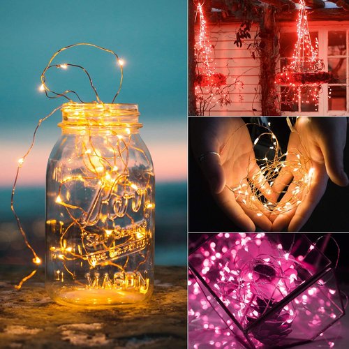 Brightown 12-Pack LED Fairy Lights - Waterproof Battery-Operated Silver Wire String Lights | 7 Feet, Multi-Color