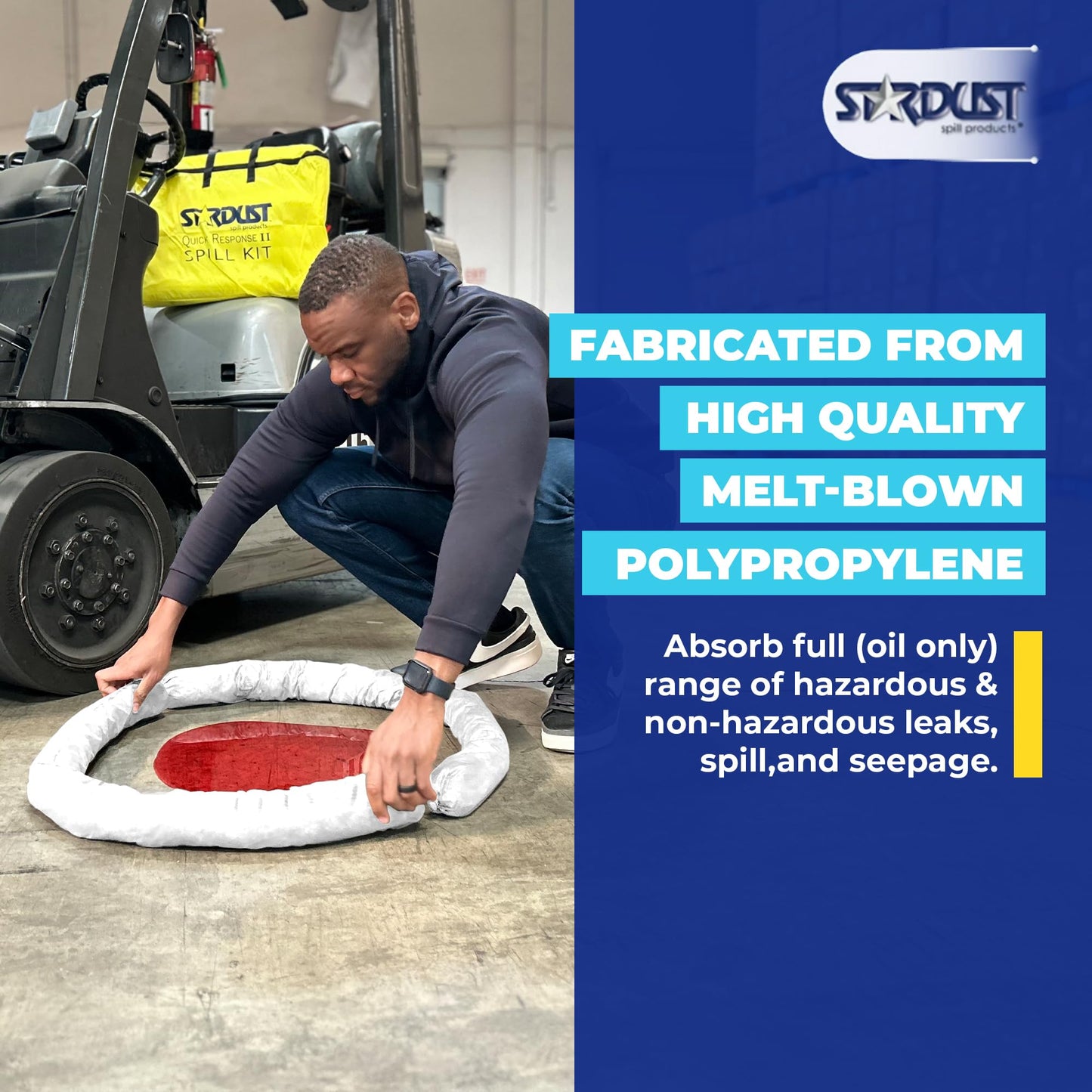 Stardust Spill Products Oil-Only Spill Kit – OSHA Compliant Solution for Vehicles, Industrial, & Restaurant Use, Emergency Response Oil Cleanup, 12-Pack