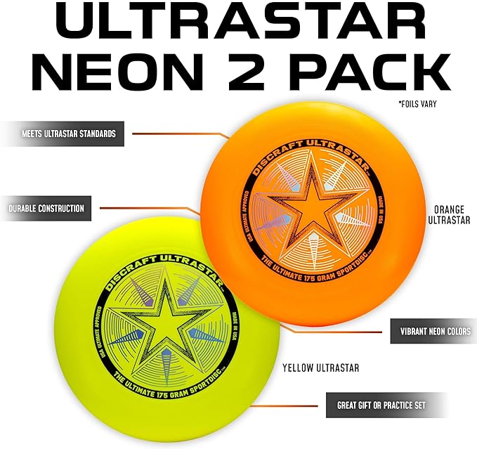 Discraft Ultrastar Ultimate Discs 1 & 2 Packs, Standard Size, for Competitive & Casual Play
