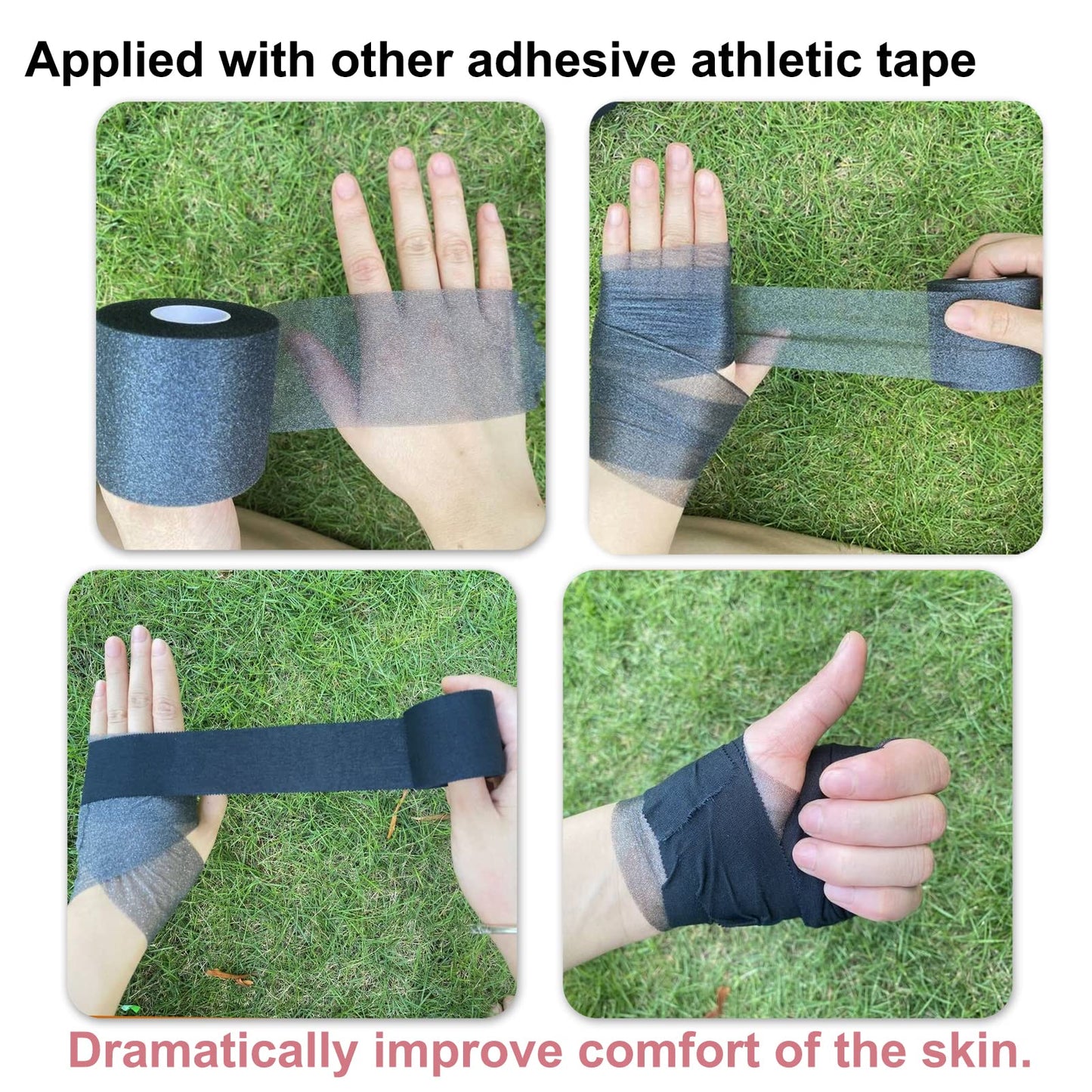 3 Rolls Black Pre Wrap + 5 Rolls White Athletic Tape +5 Rolls Black Athletic Tape