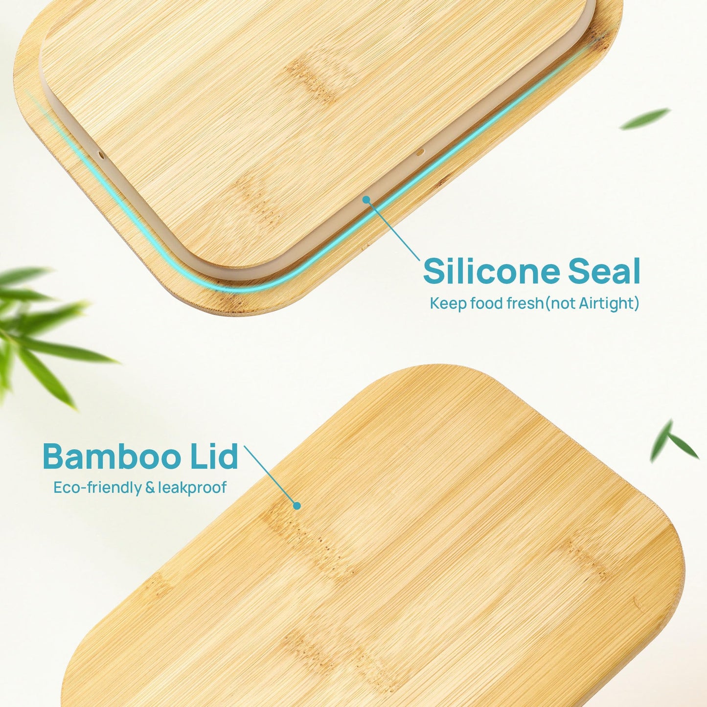 Vtopmart 5 Pack 35oz Glass Containers with Bamboo Lids, Meal Prep Food Storage Containers, BPA Free, Microwave & Dishwasher Safe