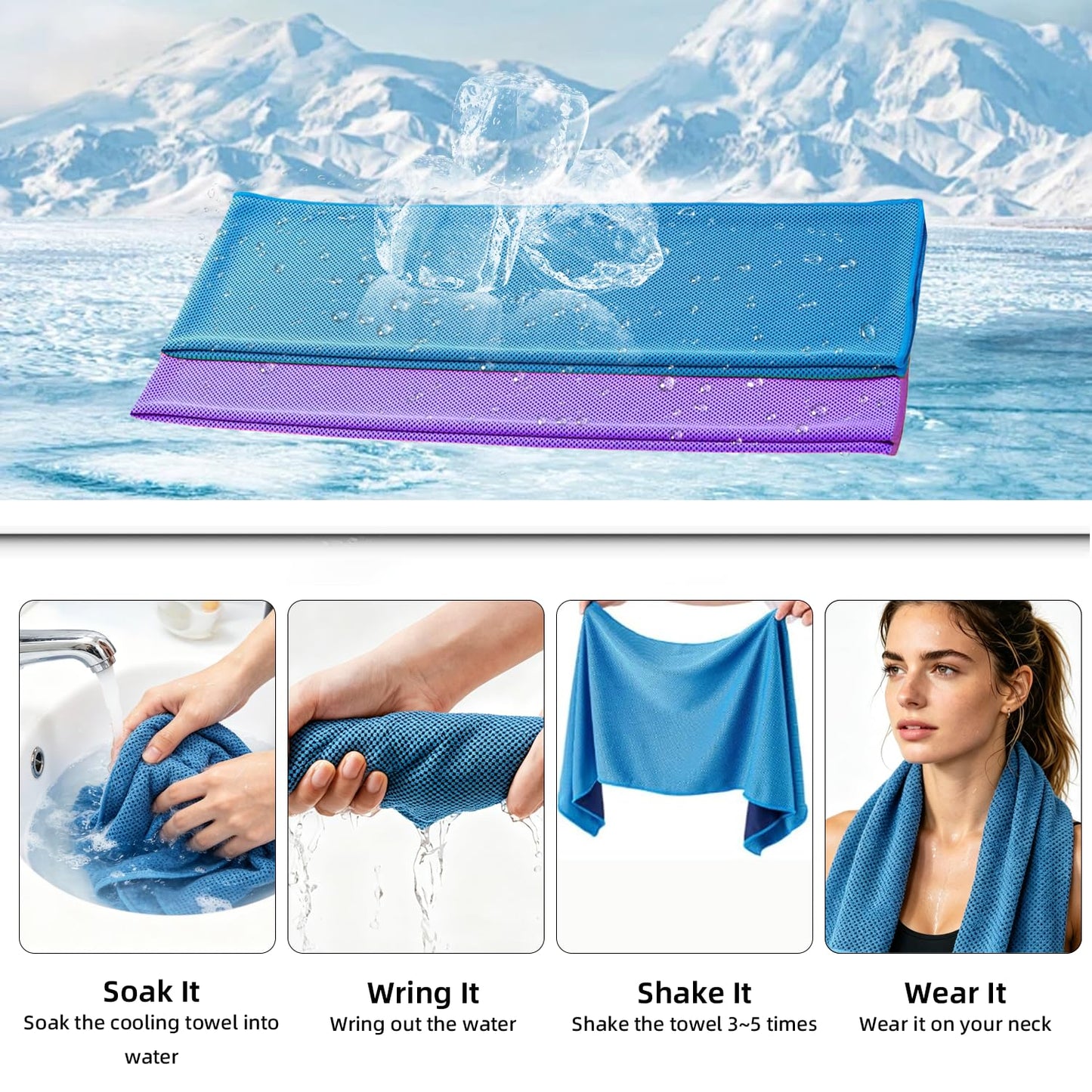 QRYIPGK 5 Pack Cooling Towel 31"x11", Microfiber Gym Towels for Men and Women，Soft Breathable Chilly Towe for Yoga, Running, Workout,Gym, Camping, Fitness, Workout