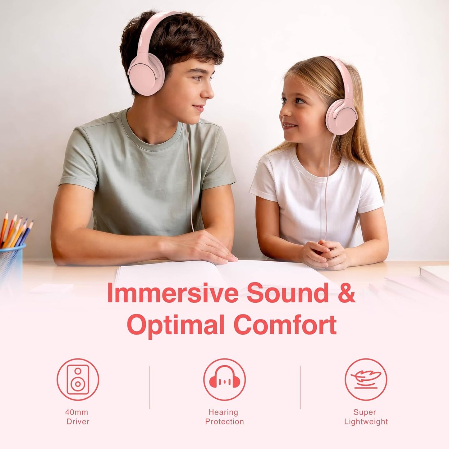 40 inch 3.5mm MIDOLA Over-Ear Wired Headphones Decent Sound (Acceptable) with Built-in Microphone, Lightweight