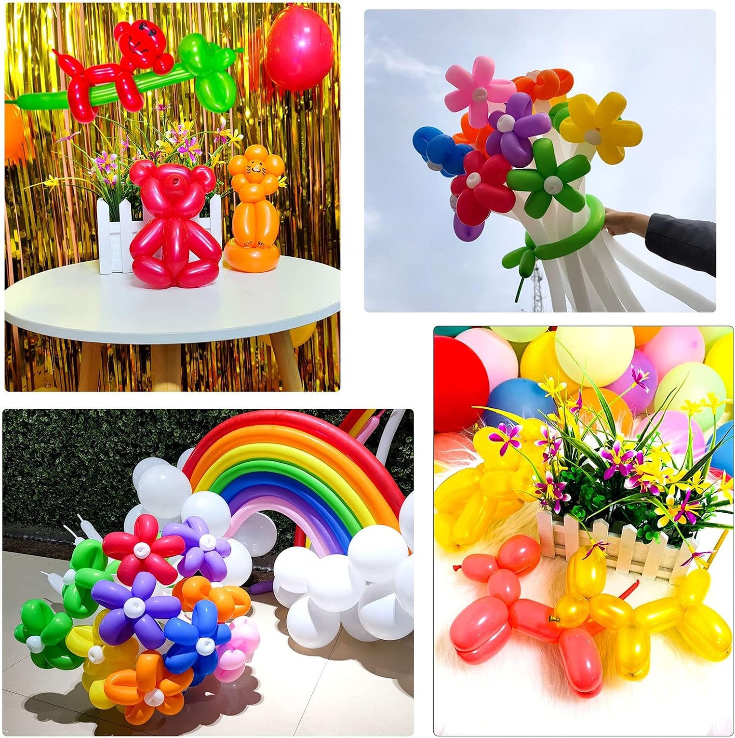 White 260 Balloons by [Brand Name] - Thick Latex for Twisting & Arch Tying | 100pcs for Kids' Parties & Weddings