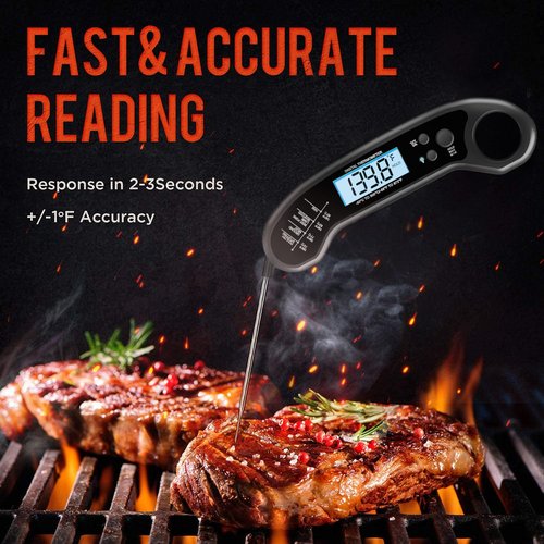 Meat Thermometer Digital - Instant Read Waterproof Food Thermometer for Grill, BBQ & Cooking