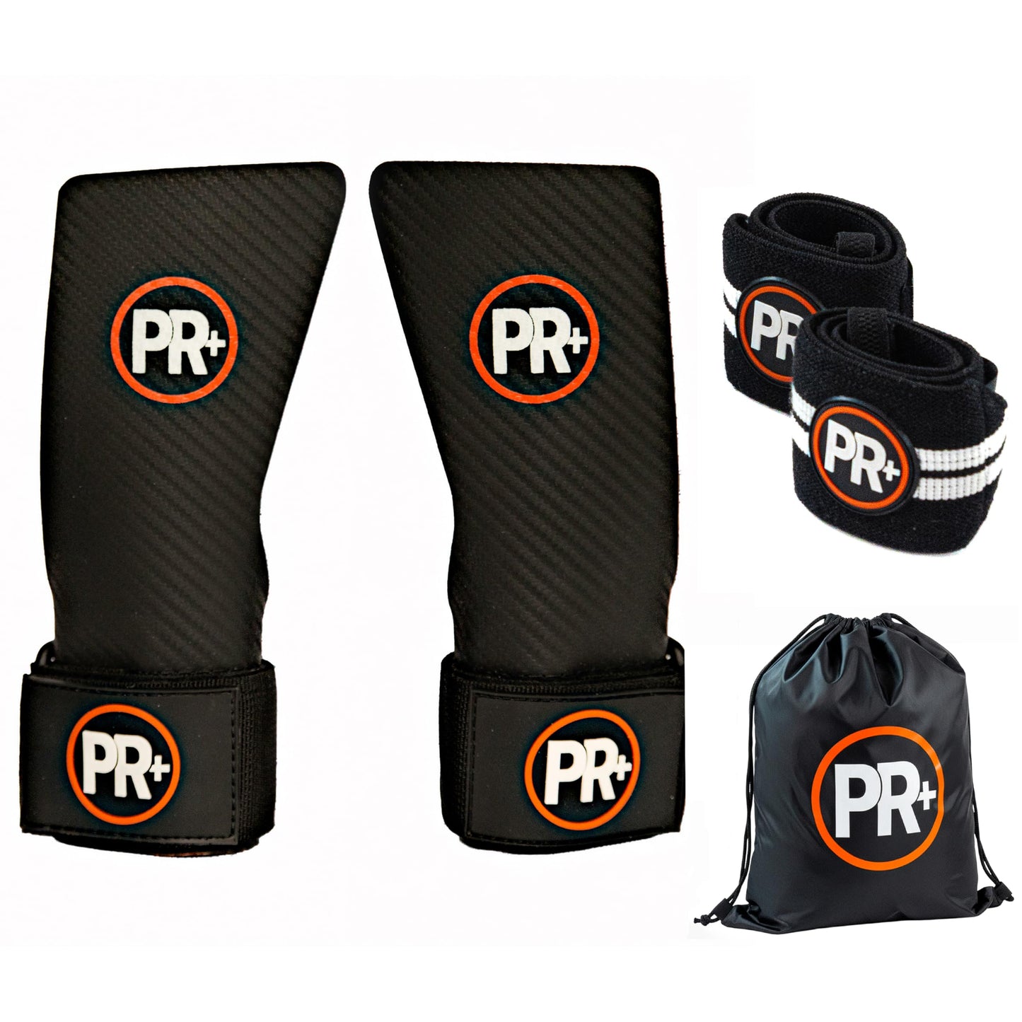 PR+ Triple Layer Chalk Free No Hole Gymnastics Grips + 18" Lifting Wrist Wraps Set – Hand otection & Wrist Support for Crossfit, Cross Training, Weightlifting, WOD (Medium)