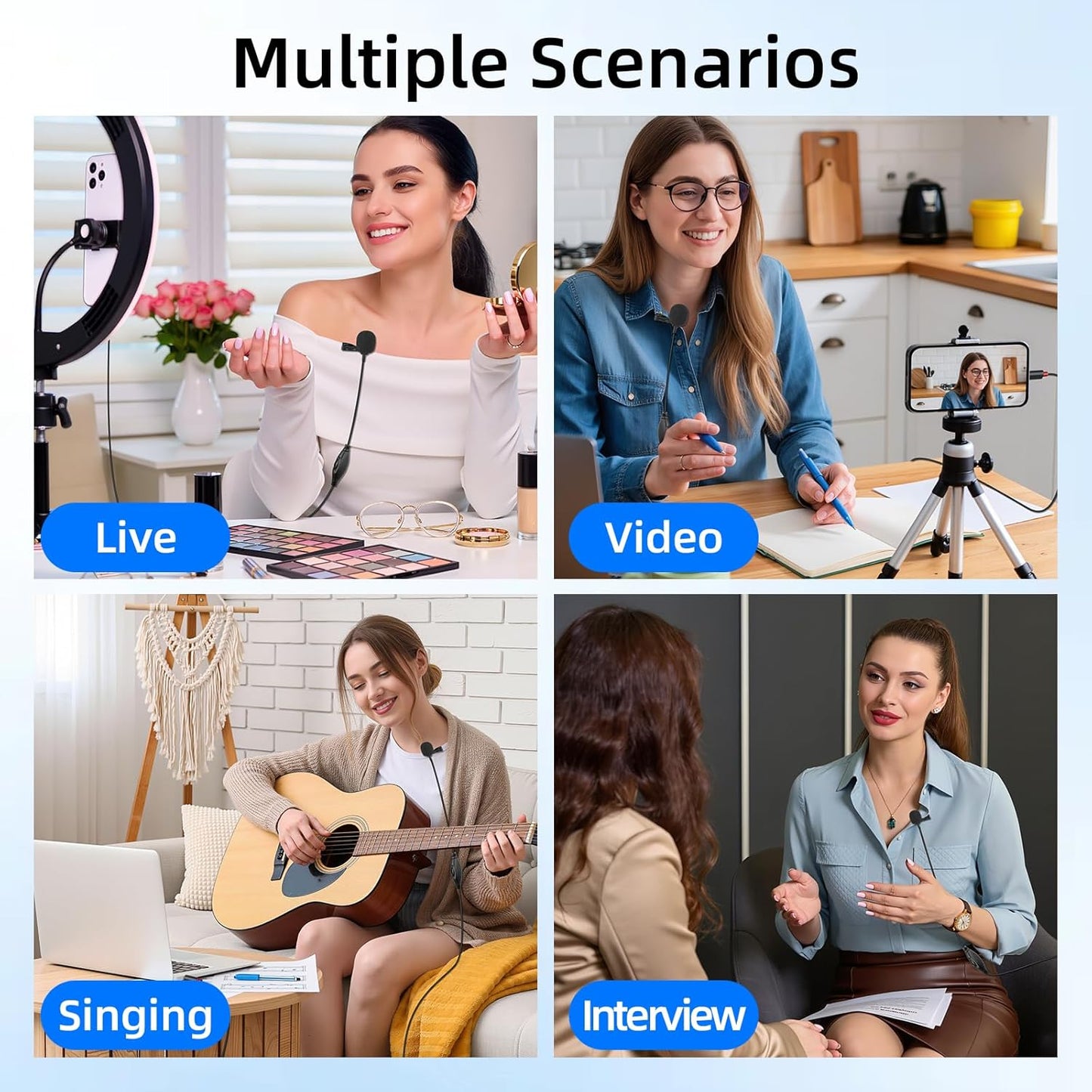 GELRHONR 3.5mm 3.5mm(1/8") 4.9FT Lavalier Microphone, TRRS Plug Invisible Lapel Microphone Wired for Phone, PC, Camera